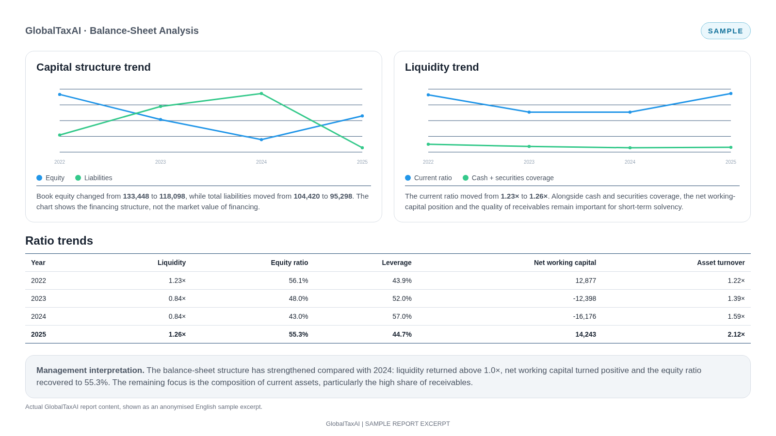 GlobalTaxAI Balance-Sheet Analysis sample report excerpt